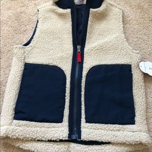 Boys soft vest Size 8 M—cream and Navy